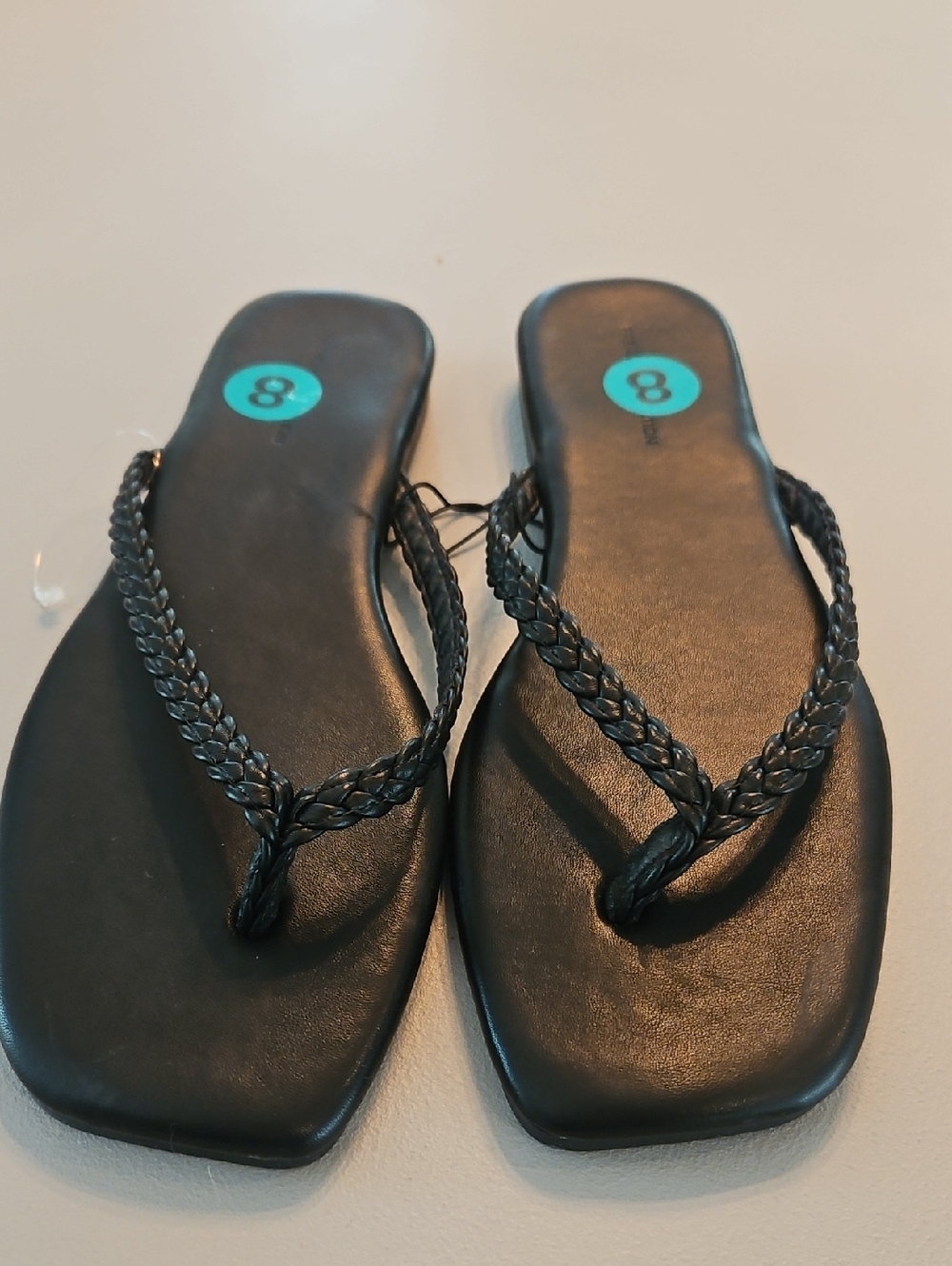 French Connection Black Braided Strap Women's Sandals